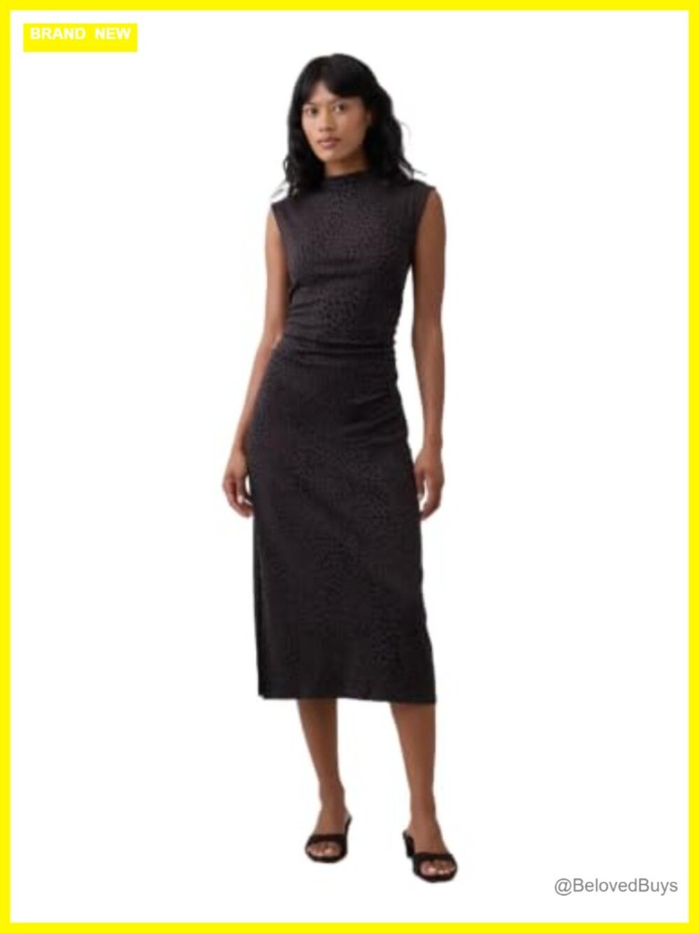 Knit Midi Dress Fit & Flare Crew Neck Cap Sleeve Casual Petite